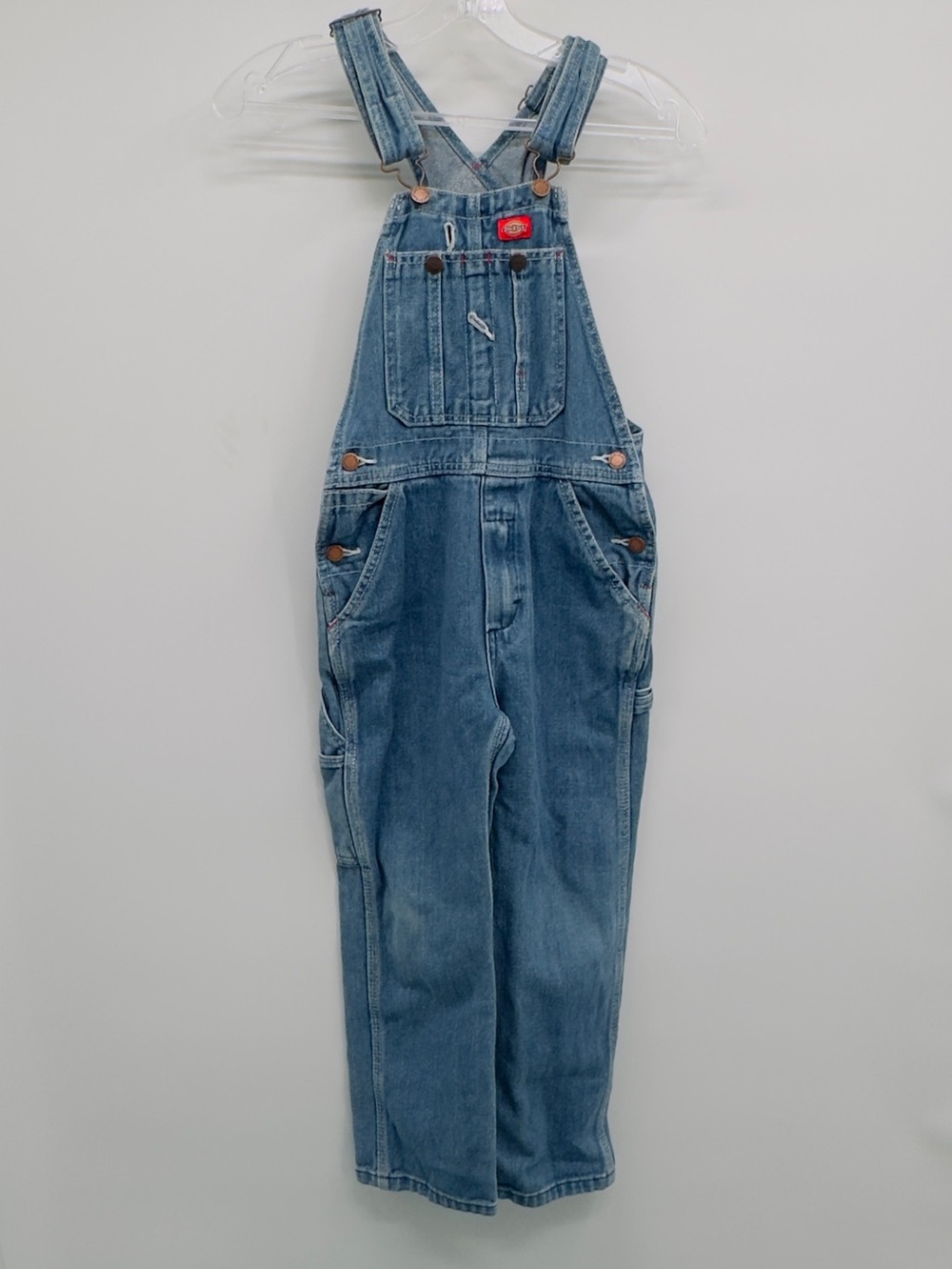 Vintage Dickies Children Blue Wash Denim Overalls Jeans Size 7 (Height 130cm)